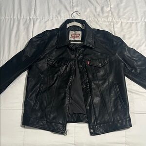 Levi's Black Leather Bomber Jacket